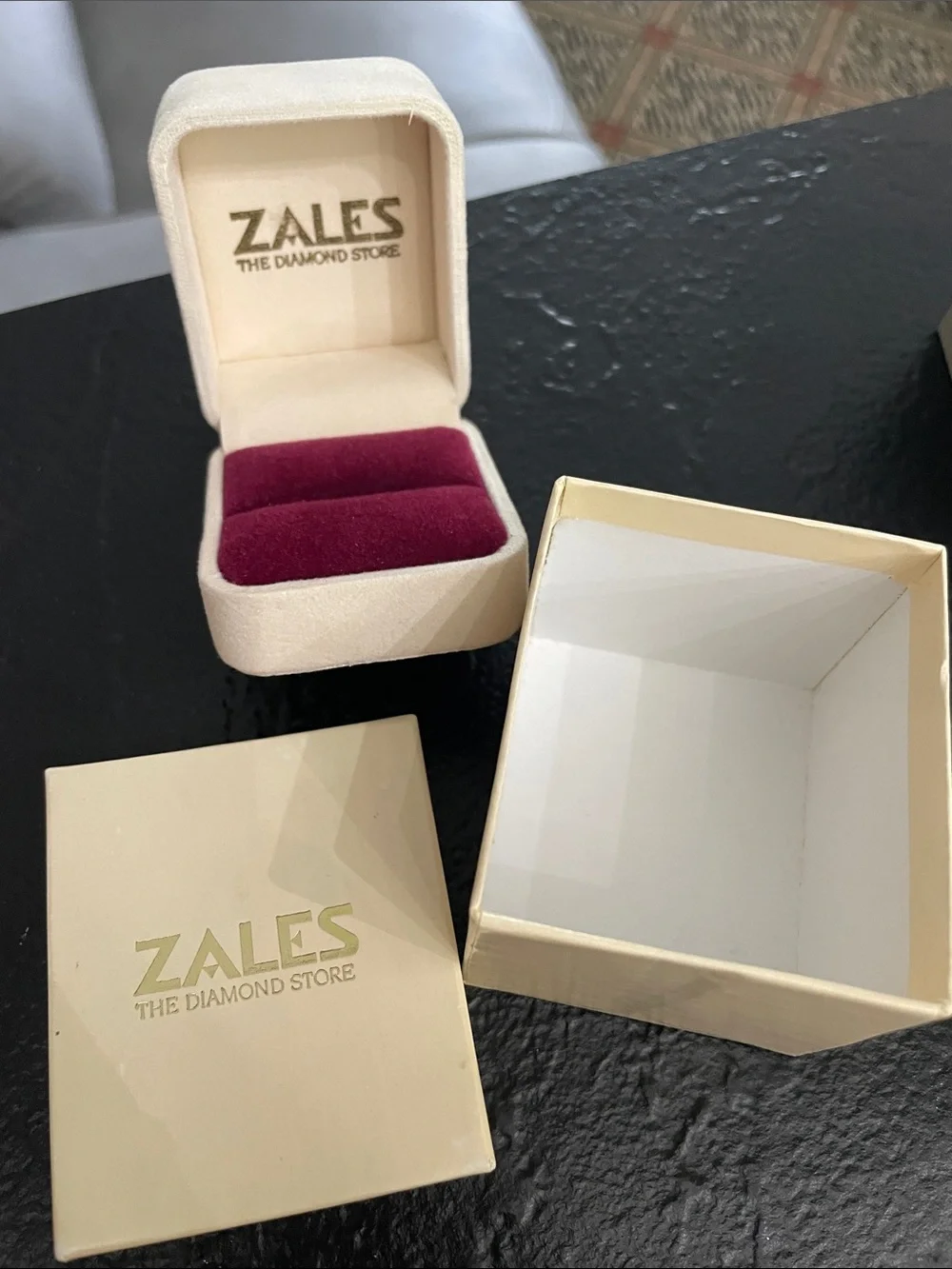 Zales Cream & Silver Jewelry Box and 6 Assorted boxes.